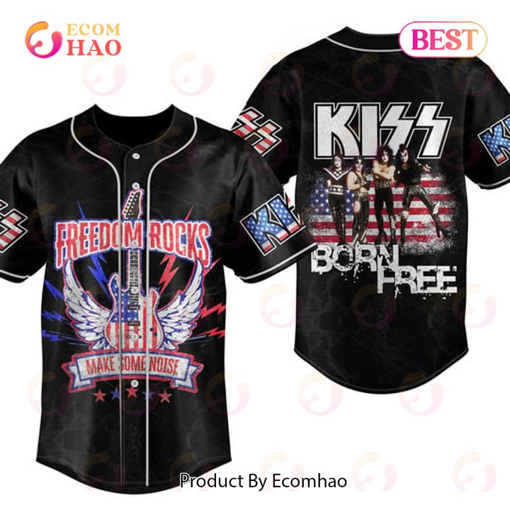 PREMIUM Kiss Born Freedom Rocks Make Some Noise USA Custom Jersey Shirt