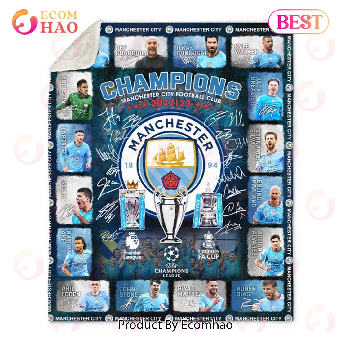 Manchester City Champions 2023 Blanket