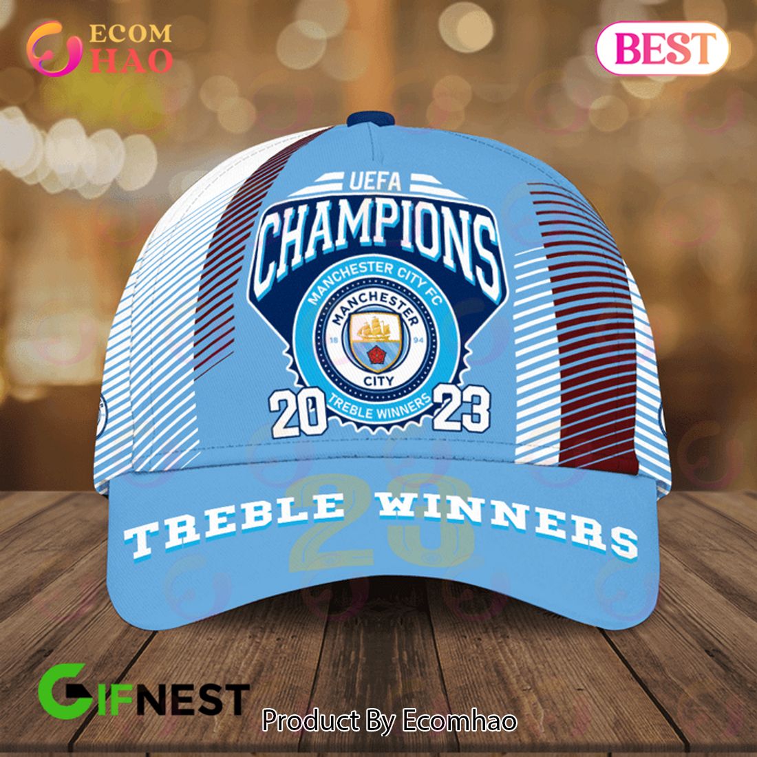 UEFA Champions 2023 Manchester City Treble Winners Cap