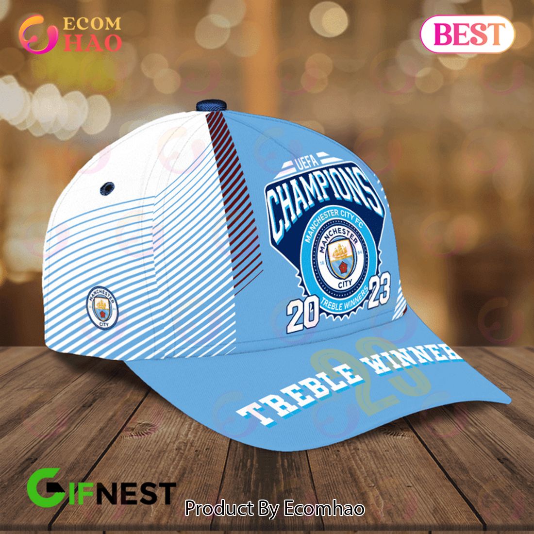 UEFA Champions 2023 Manchester City Treble Winners Cap