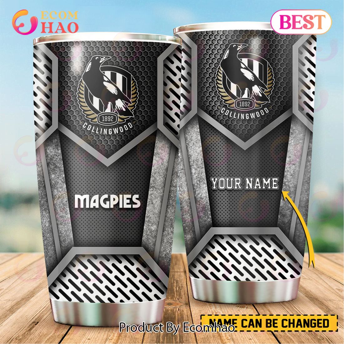 AFL Collingwood Magpies Custom Name Tumbler