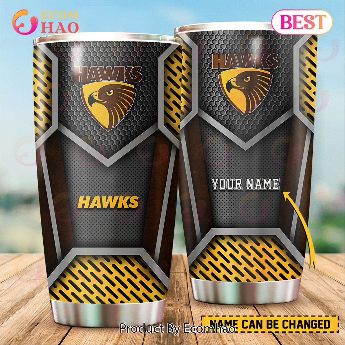 AFL Hawthorn Hawks Custom Name Tumbler