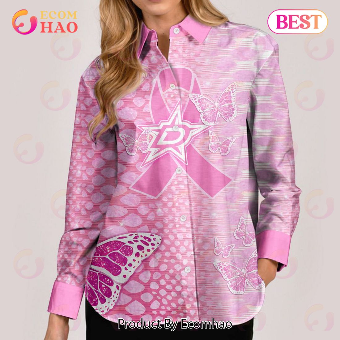 NHL Dallas Stars Special Pink Fight Breast Cancer Woman Casual Shirt