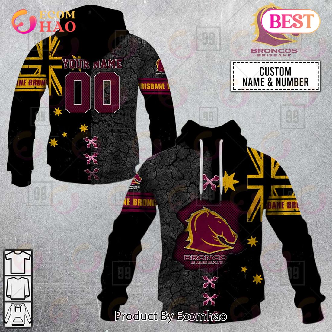 Personalized NRL Brisbane Broncos Flag Hoodie All Over Print