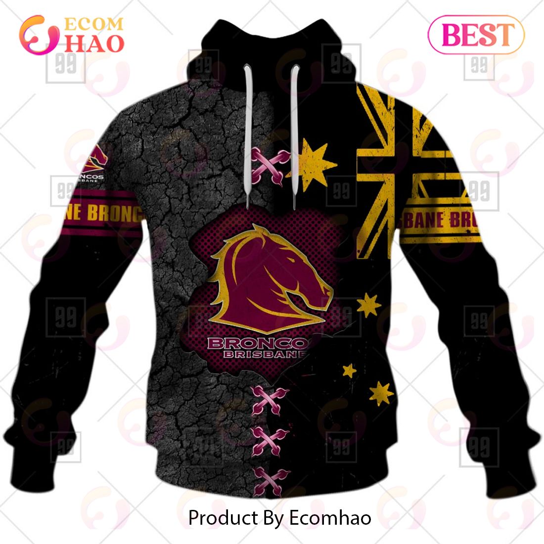 Personalized NRL Brisbane Broncos Flag Hoodie All Over Print