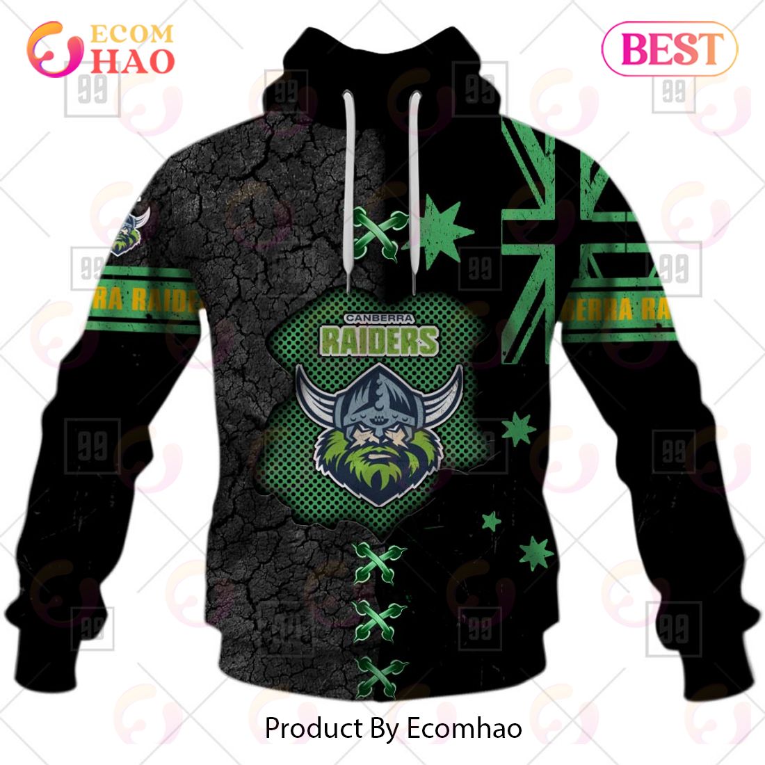 Personalized NRL Canberra Raiders Flag Hoodie All Over Print