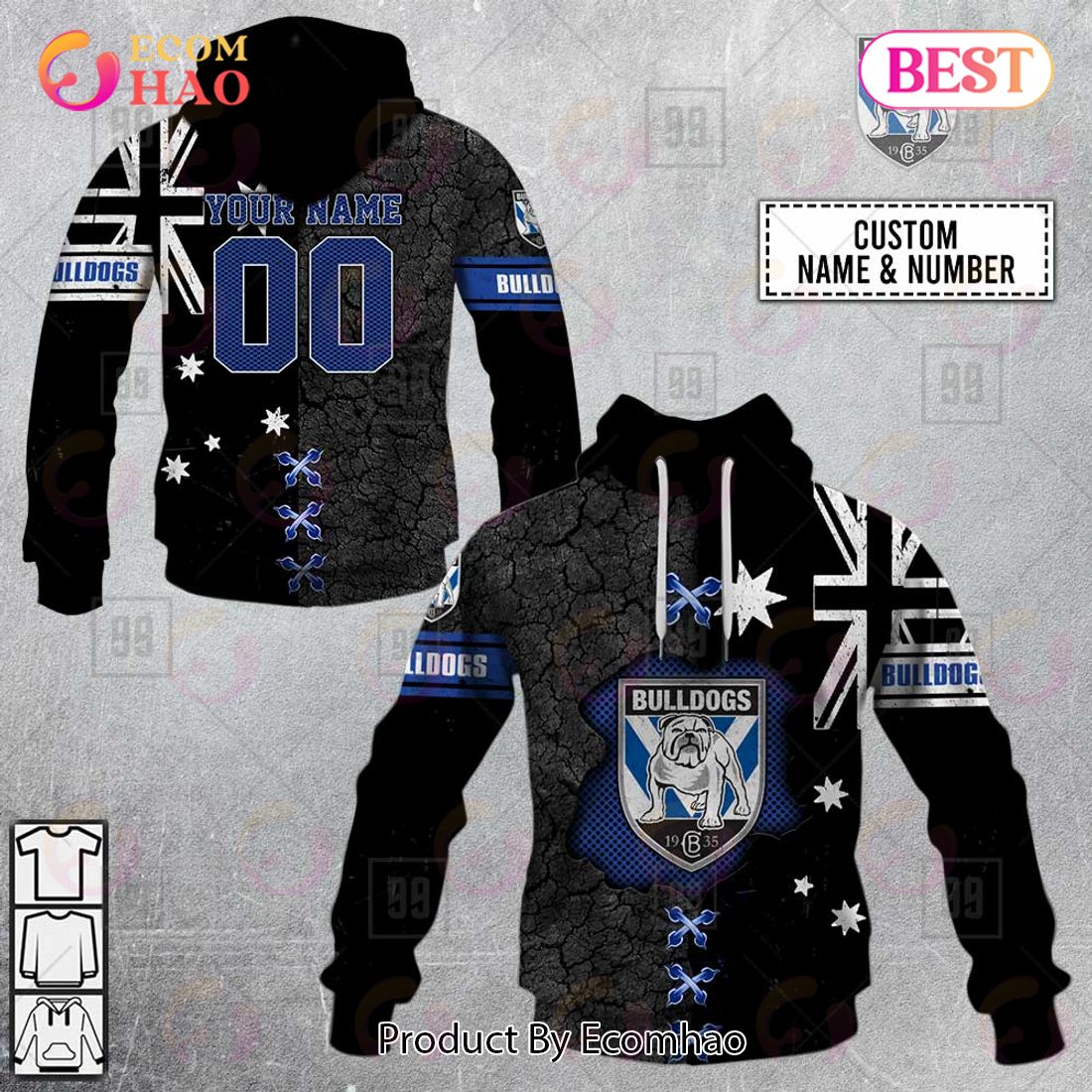 Personalized NRL Canterbury Bankstown Bulldogs Flag Hoodie All Over Print