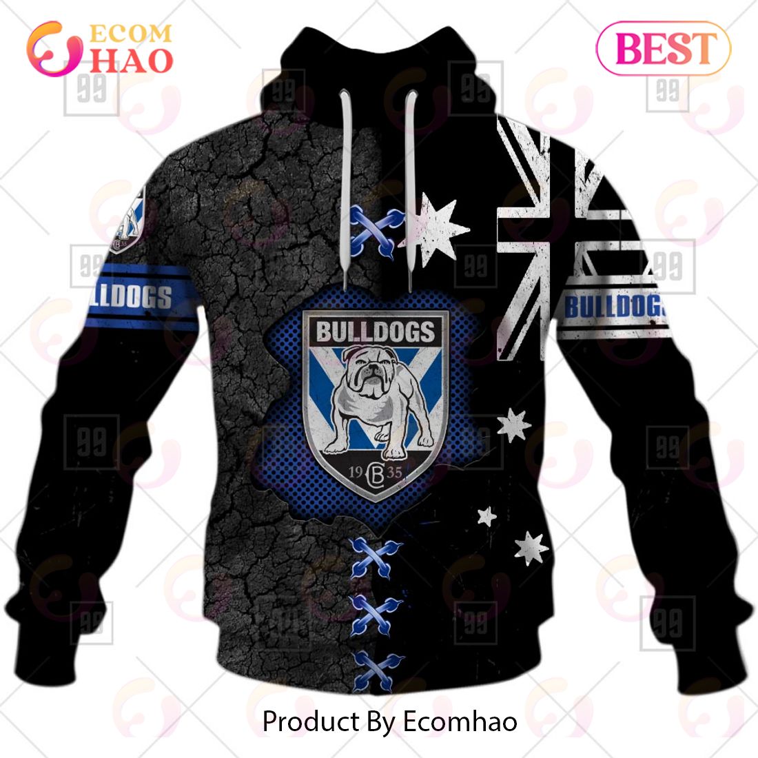 Personalized NRL Canterbury Bankstown Bulldogs Flag Hoodie All Over Print