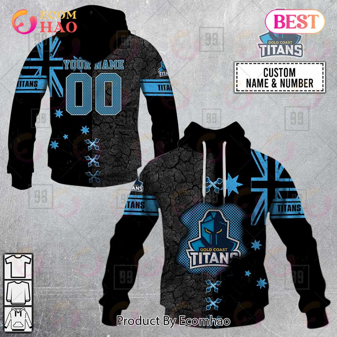 Personalized NRL Gold Coast Titans Flag Hoodie All Over Print