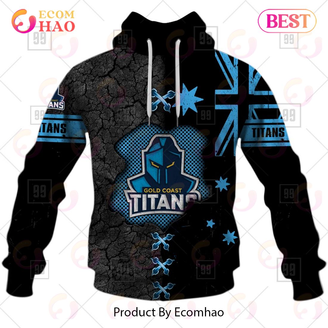 Personalized NRL Gold Coast Titans Flag Hoodie All Over Print