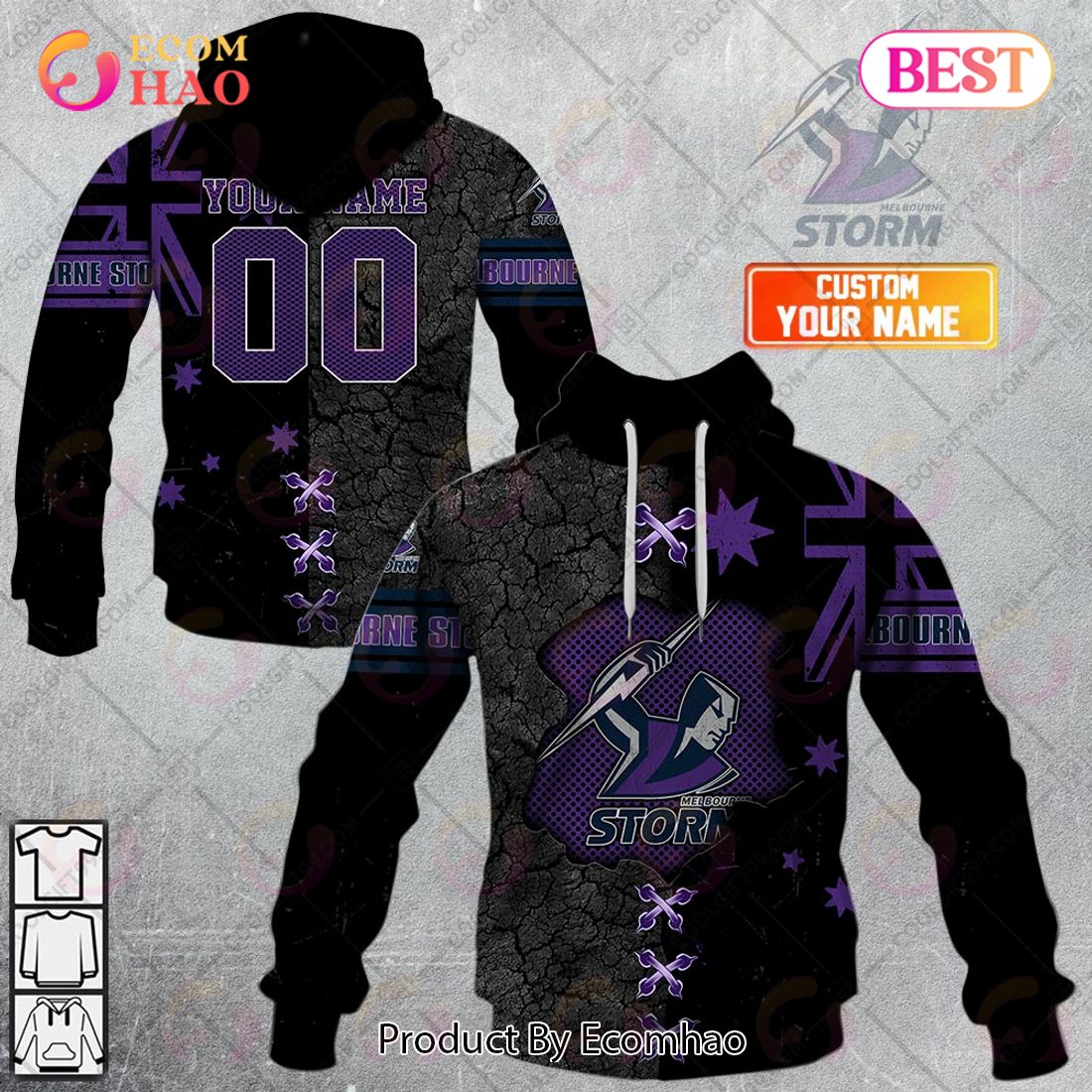 Personalized NRL Melbourne Storm Flag Hoodie All Over Print