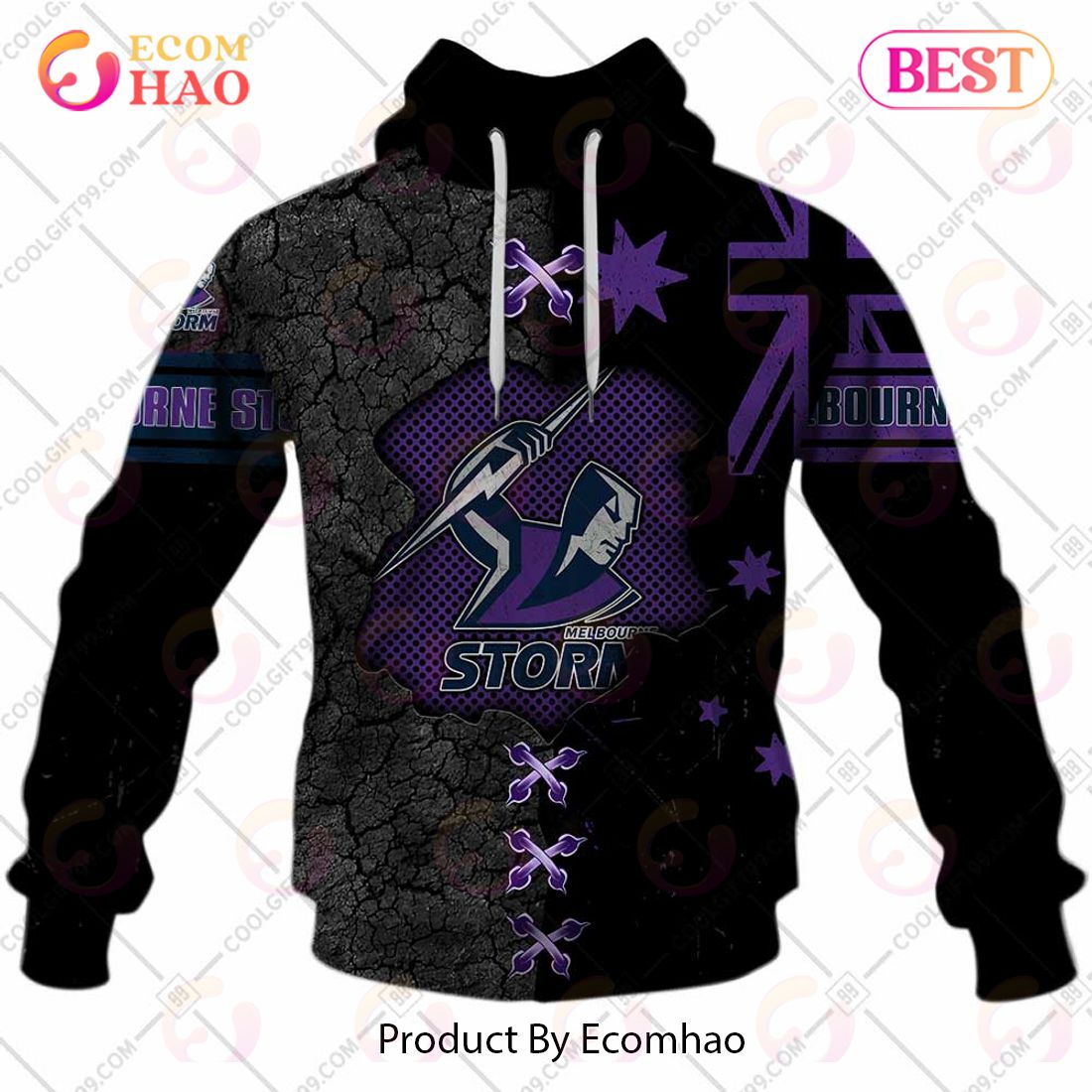 Personalized NRL Melbourne Storm Flag Hoodie All Over Print