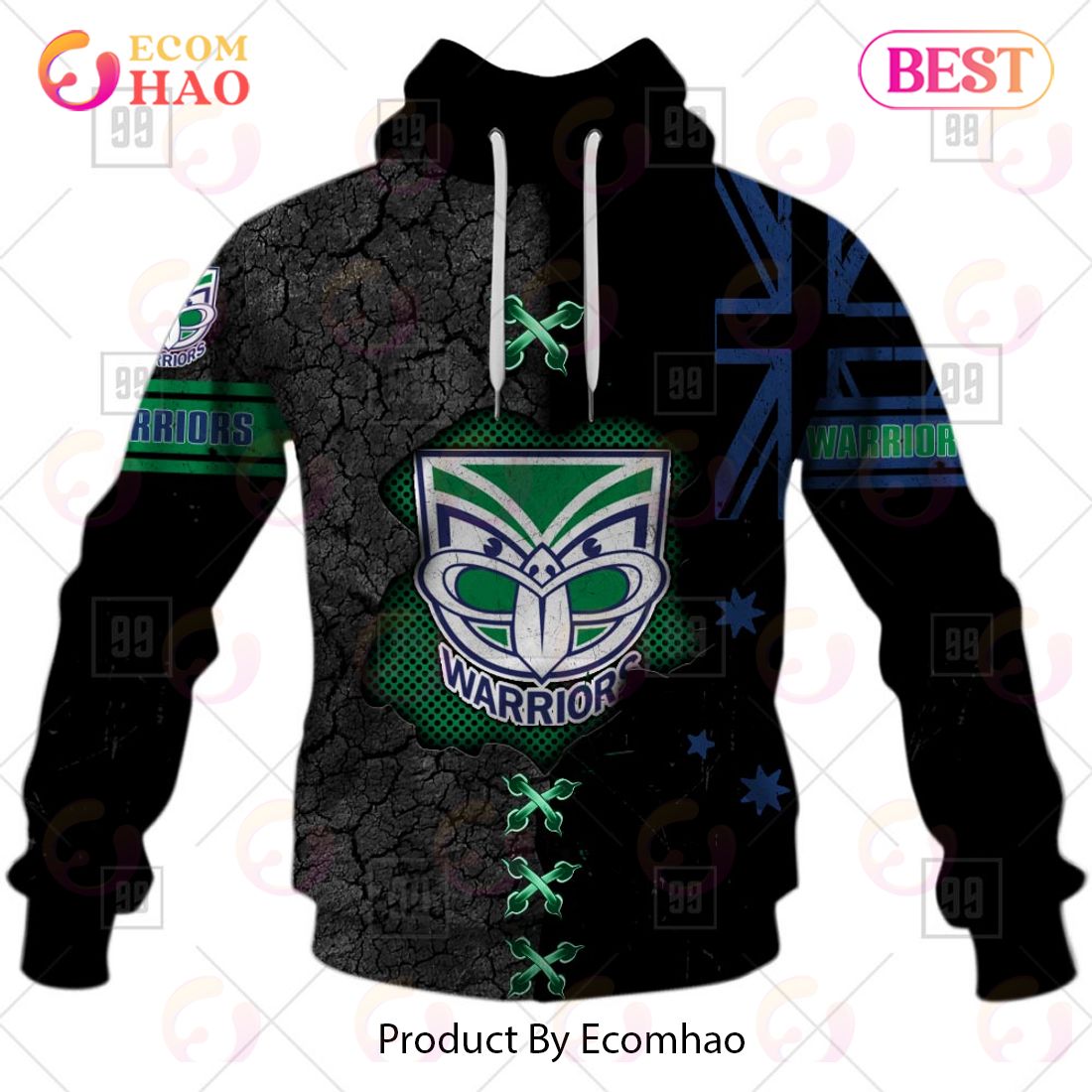 Personalized NRL New Zealand Warriors Flag Hoodie All Over Print