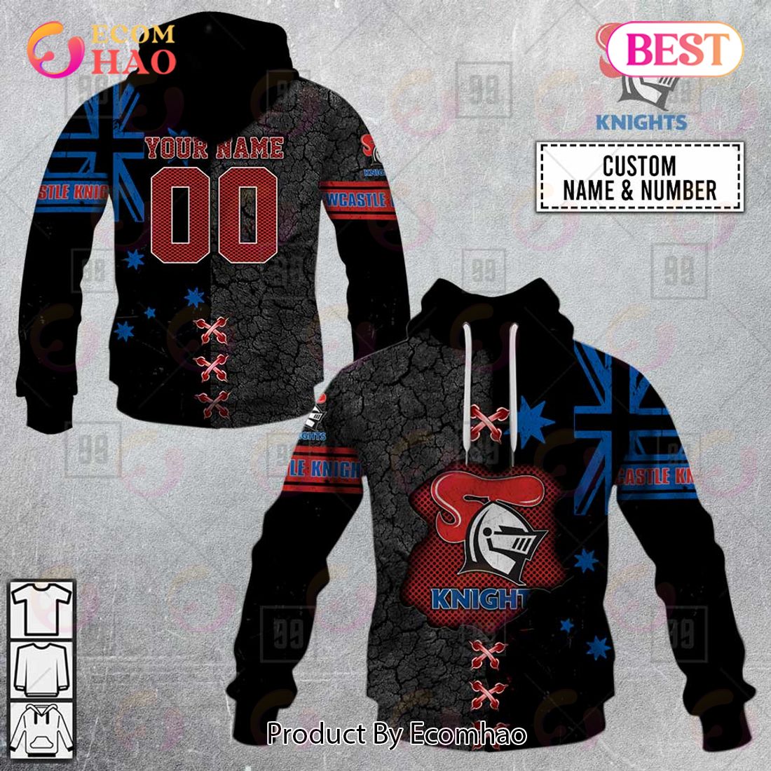 Personalized NRL Newcastle Knights Flag Hoodie All Over Print