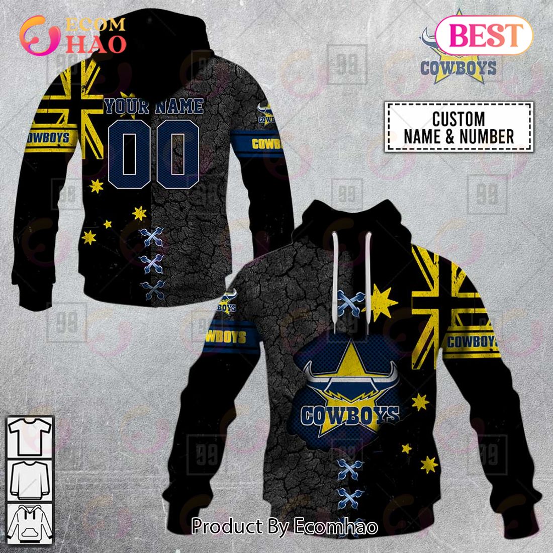 Personalized NRL North Queensland Cowboys Flag Hoodie All Over Print