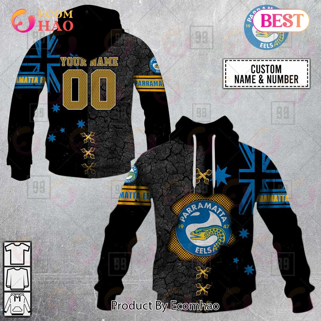 Personalized NRL Parramatta Eels Flag Hoodie All Over Print