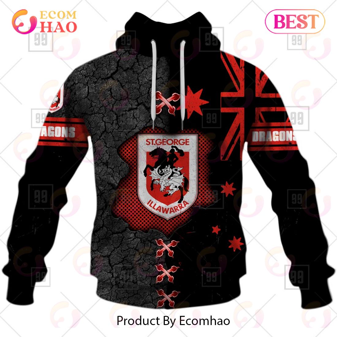 Personalized NRL St. George Illawarra Dragons Flag Hoodie All Over Print