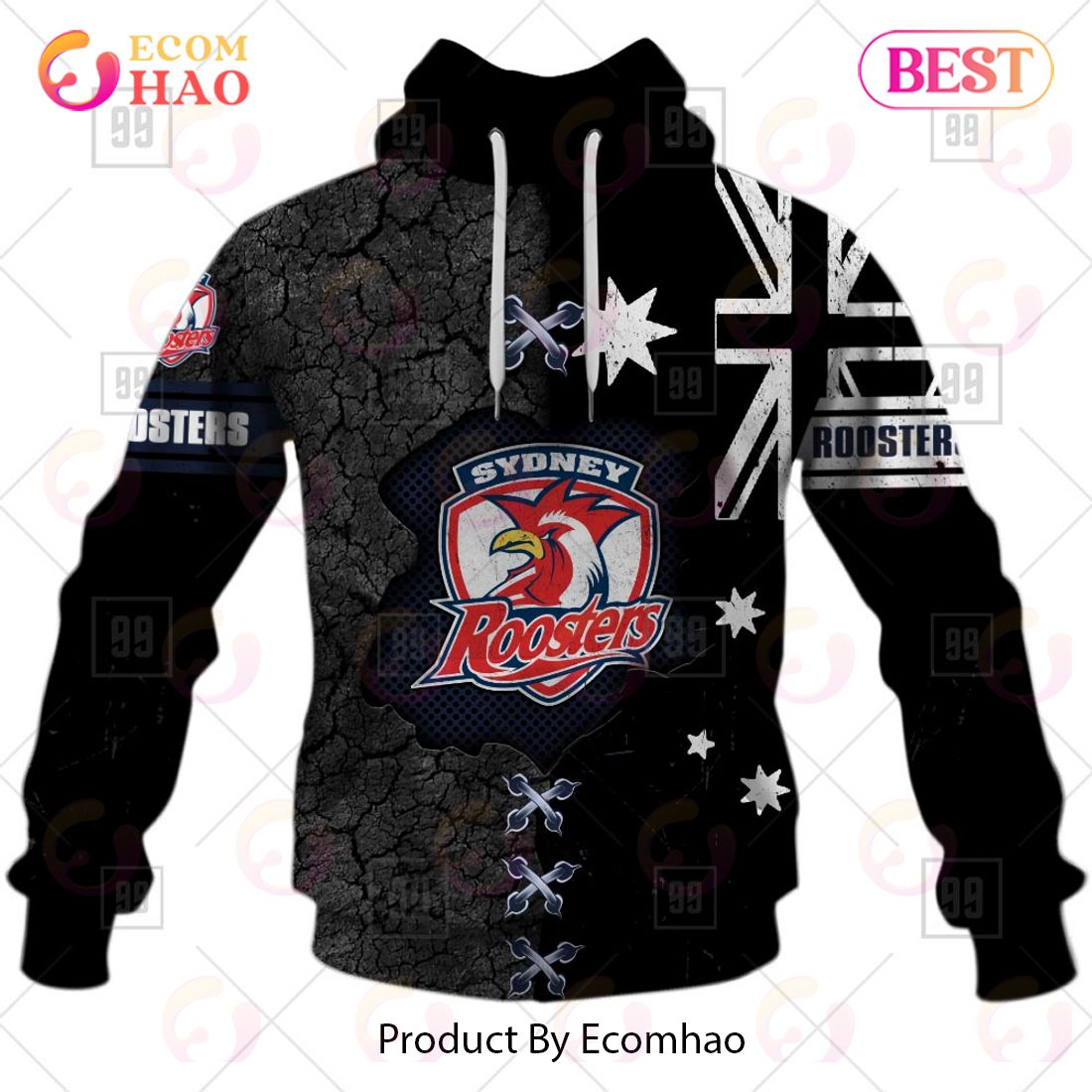 Personalized NRL Sydney Roosters Flag Hoodie All Over Print