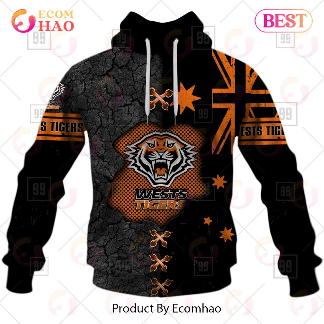 Personalized NRL Wests Tigers Flag Hoodie All Over Print