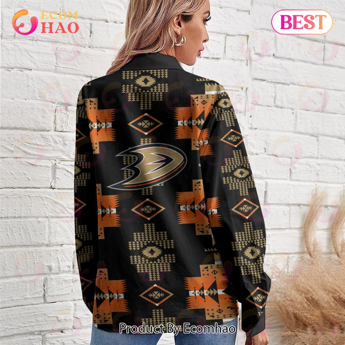 NHL Anaheim Ducks Special Native Design Woman Casual Shirt