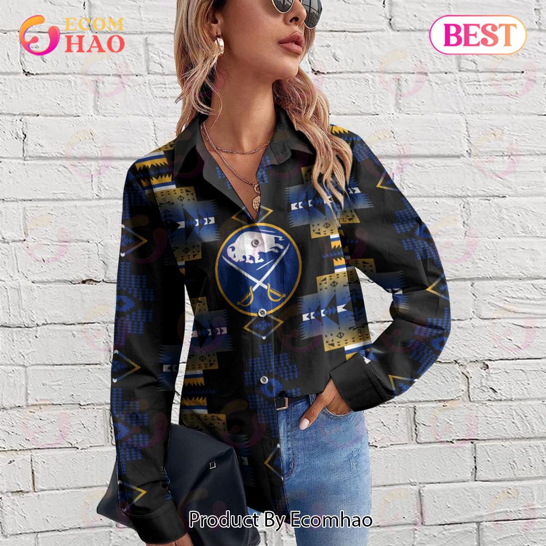 NHL Buffalo Sabres Special Native Design Woman Casual Shirt