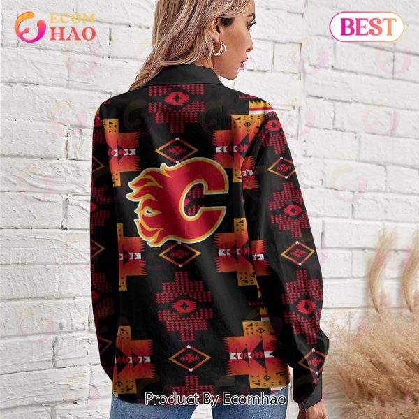NHL Calgary Flames Special Native Design Woman Casual Shirt