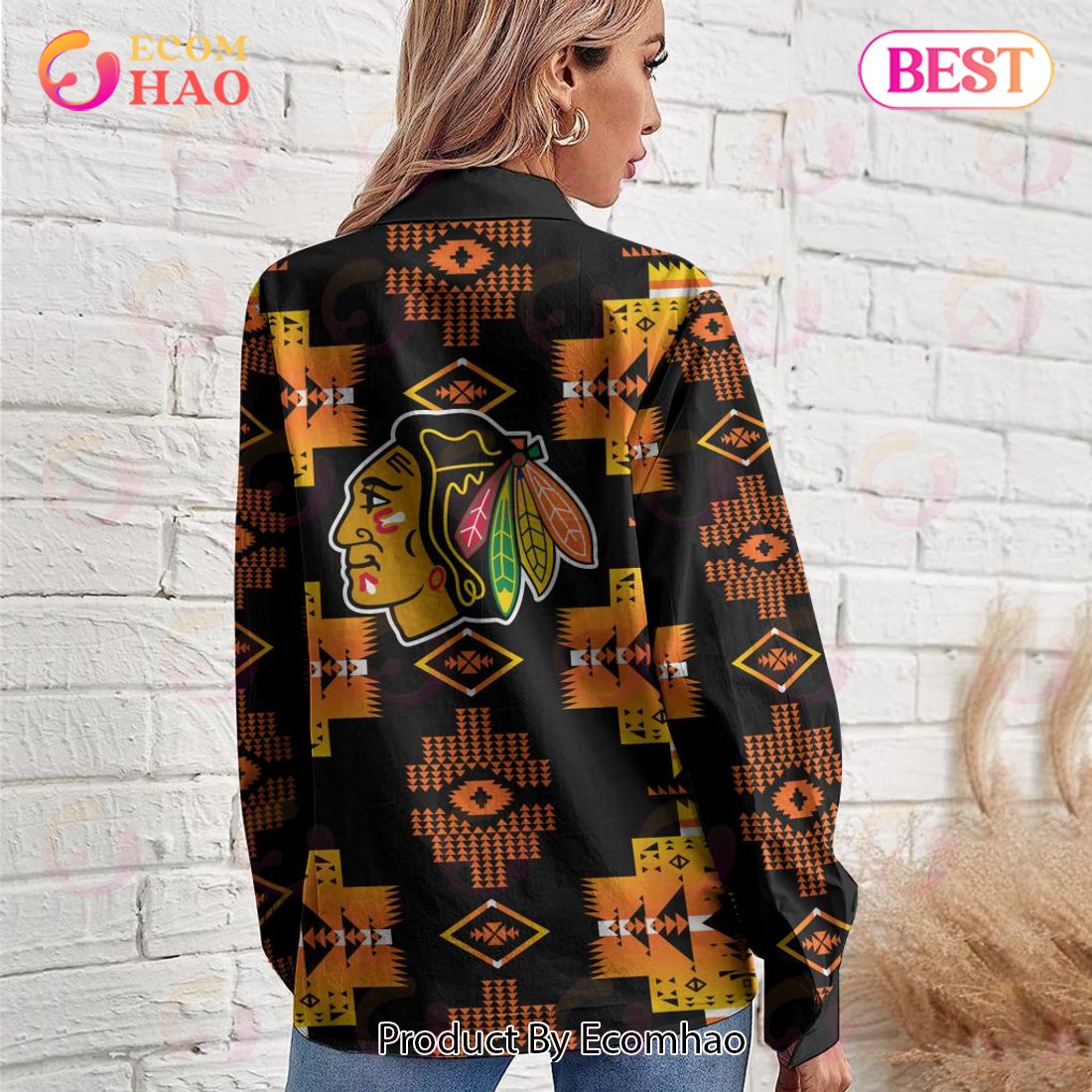 NHL Chicago Blackhawks Special Native Design Woman Casual Shirt