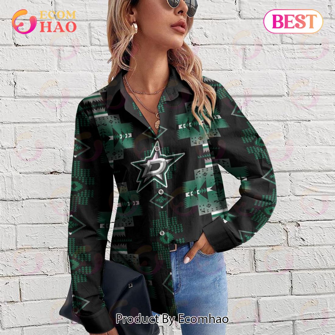 NHL Dallas Stars Special Native Design Woman Casual Shirt