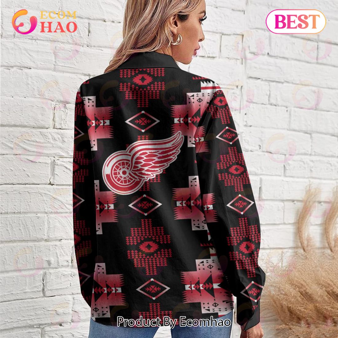 NHL Detroit Red Wings Special Native Design Woman Casual Shirt