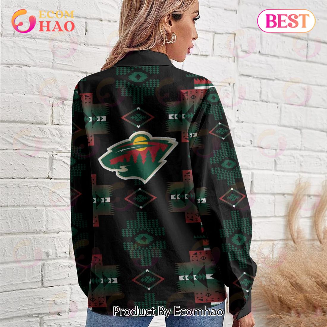 NHL Minnesota Wild Special Native Design Woman Casual Shirt