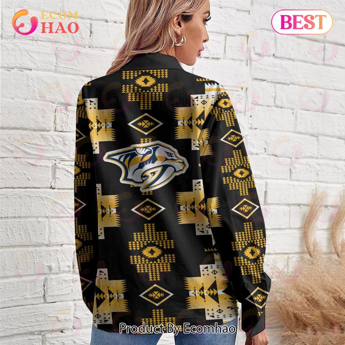 NHL Nashville Predators Special Native Design Woman Casual Shirt