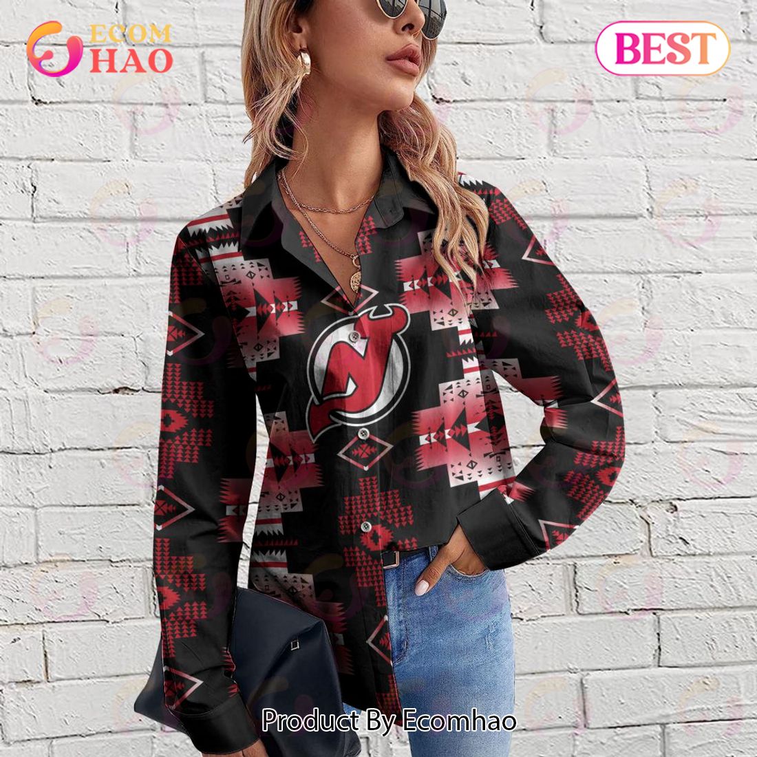 NHL New Jersey Devils Special Native Design Woman Casual Shirt