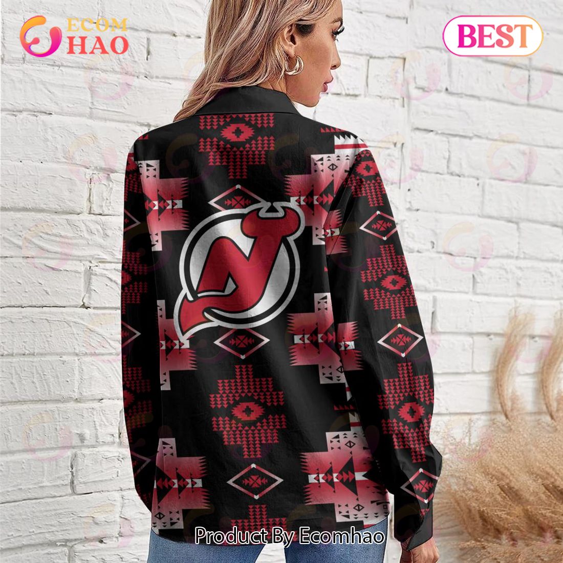 NHL New Jersey Devils Special Native Design Woman Casual Shirt