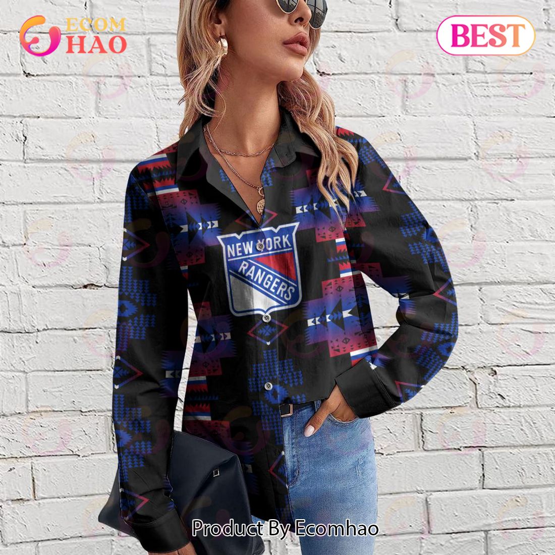 NHL New York Rangers Special Native Design Woman Casual Shirt