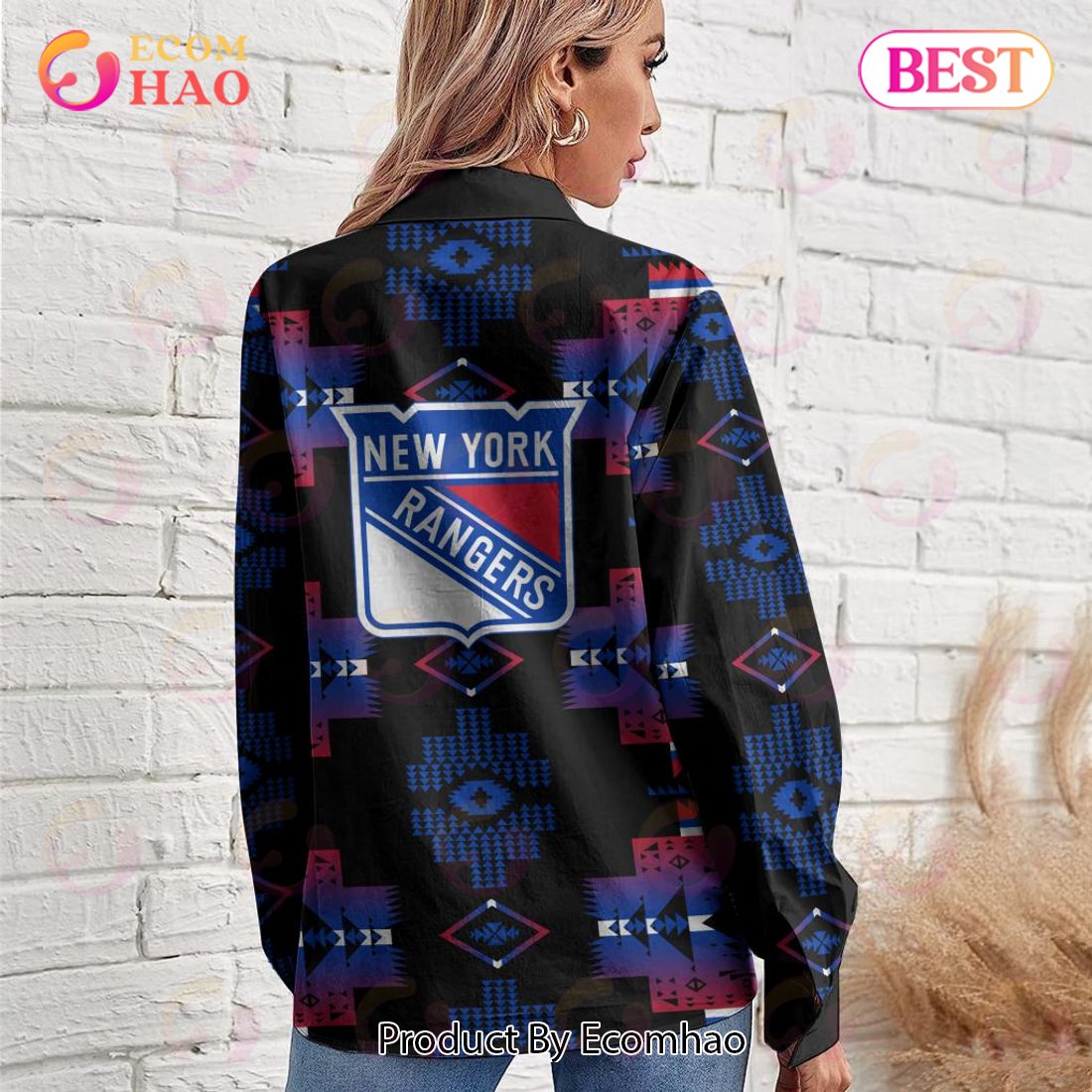 NHL New York Rangers Special Native Design Woman Casual Shirt