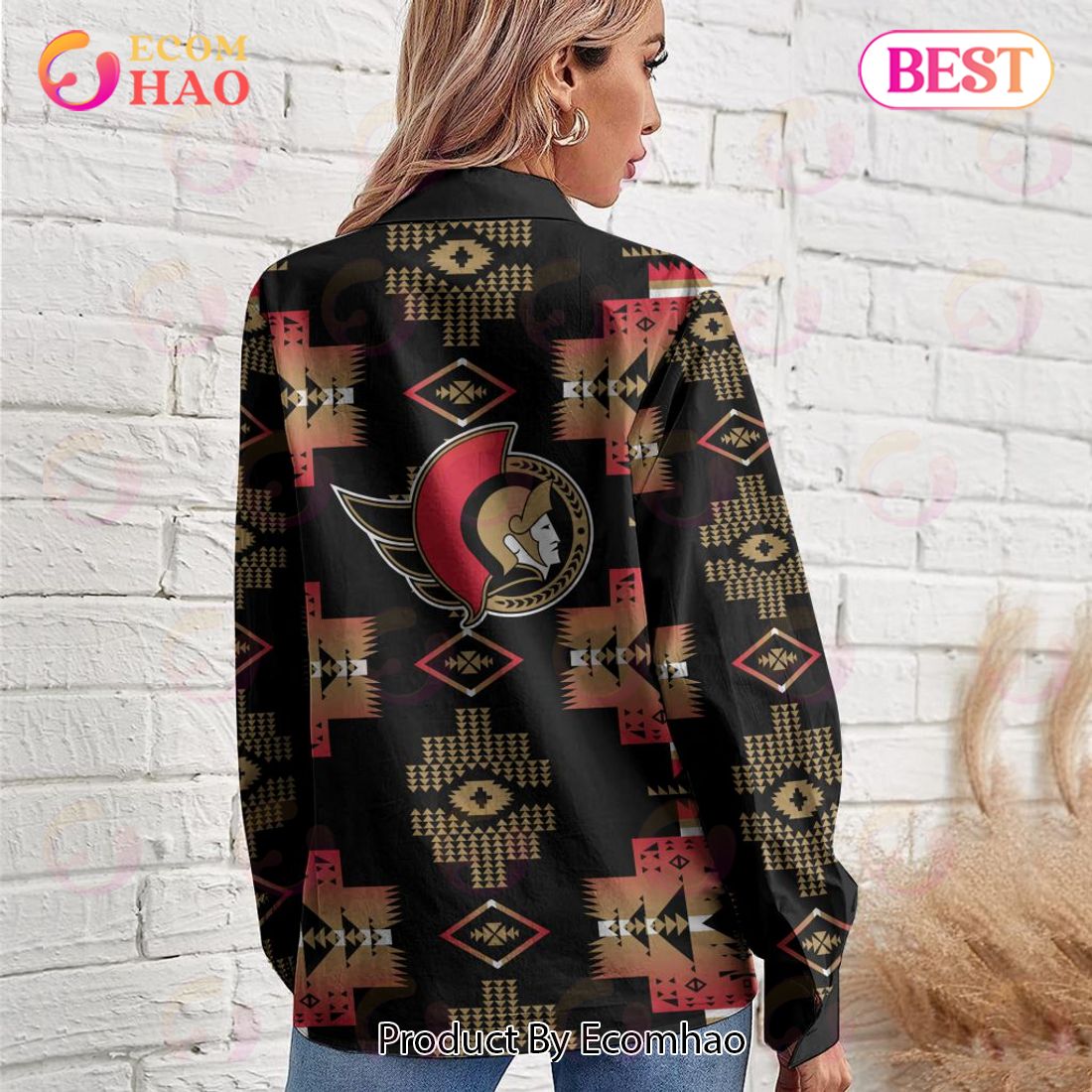 NHL Ottawa Senators Special Native Design Woman Casual Shirt