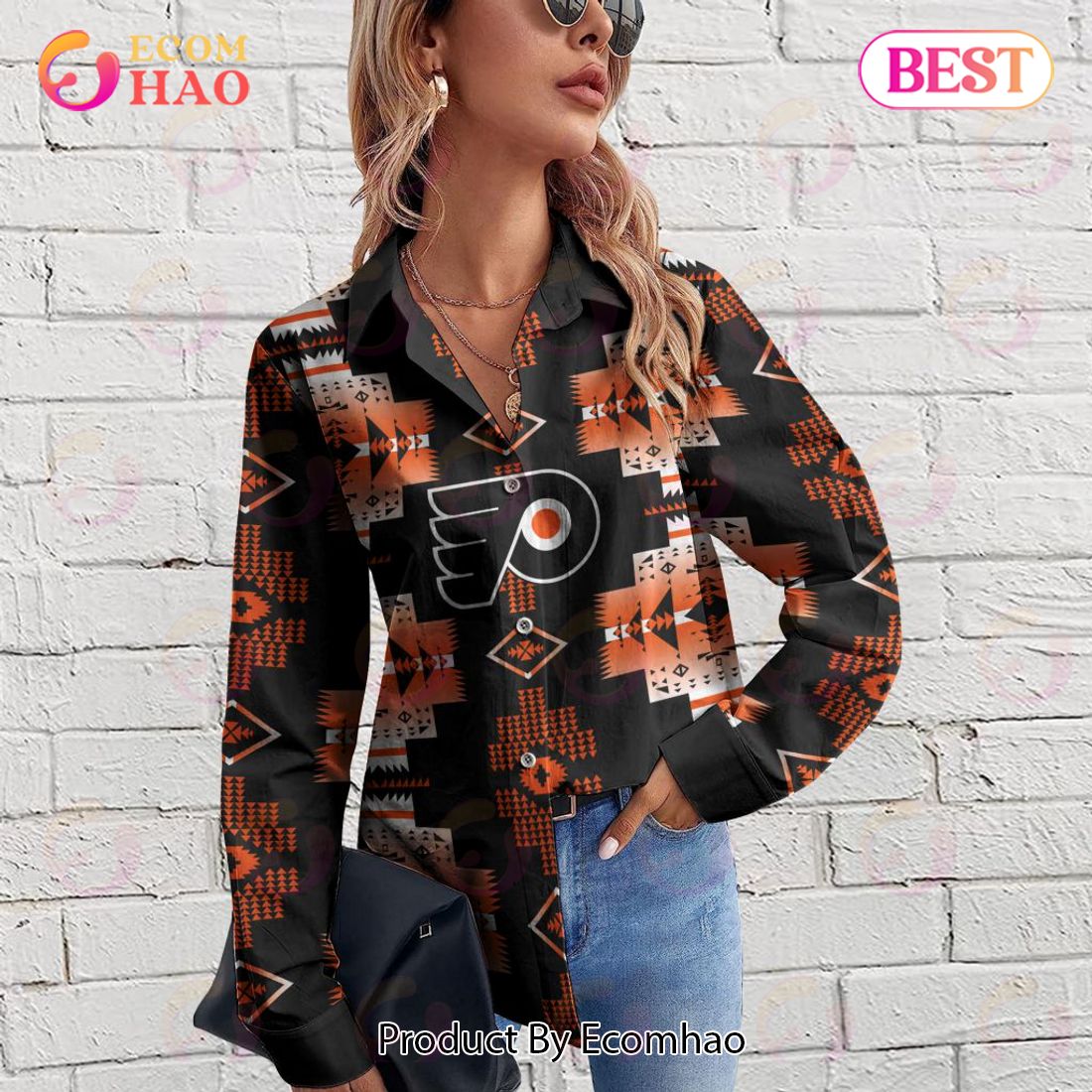 NHL Philadelphia Flyers Special Native Design Woman Casual Shirt