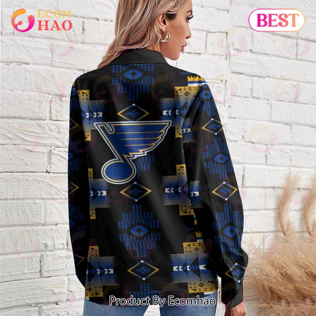 NHL St. Louis Blues Special Native Design Woman Casual Shirt