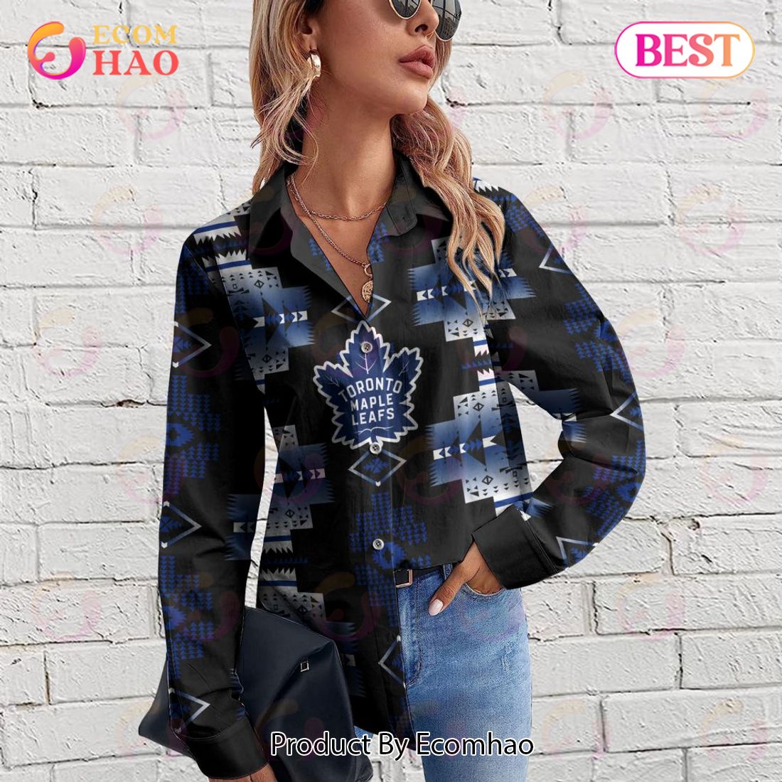 NHL Toronto Maple Leafs Special Native Design Woman Casual Shirt