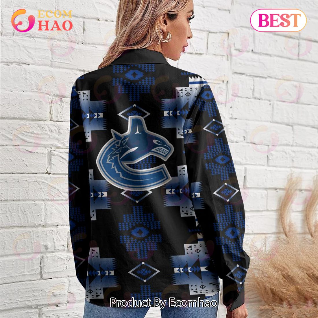 NHL Vancouver Canucks Special Native Design Woman Casual Shirt