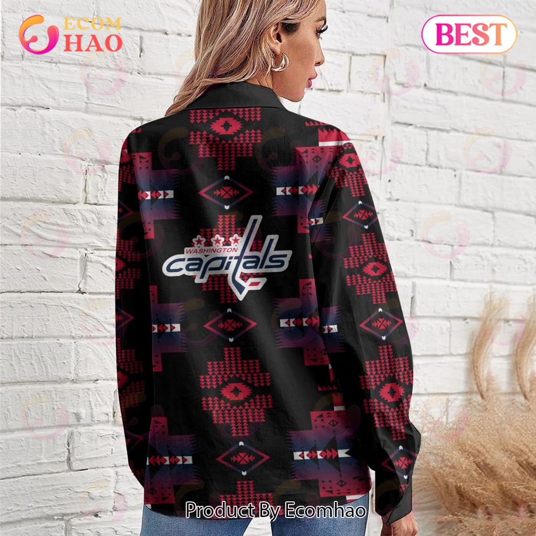 NHL Washington Capitals Special Native Design Woman Casual Shirt