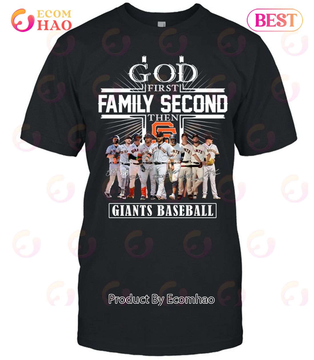 GOD First Family Second Then Giants Baseball T-Shirt