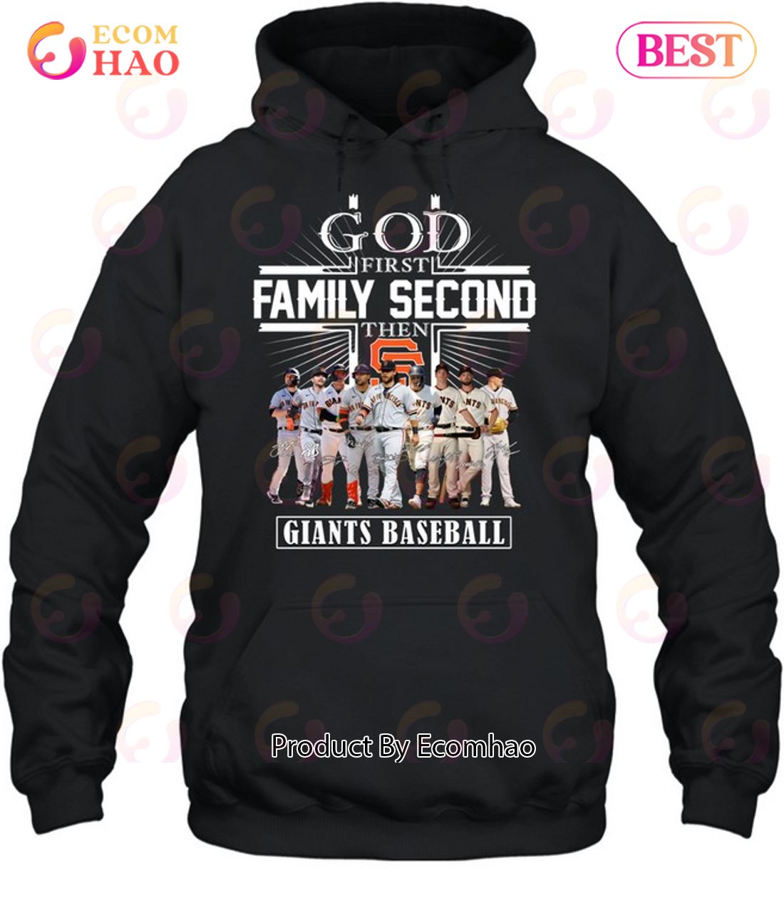 GOD First Family Second Then Giants Baseball T-Shirt