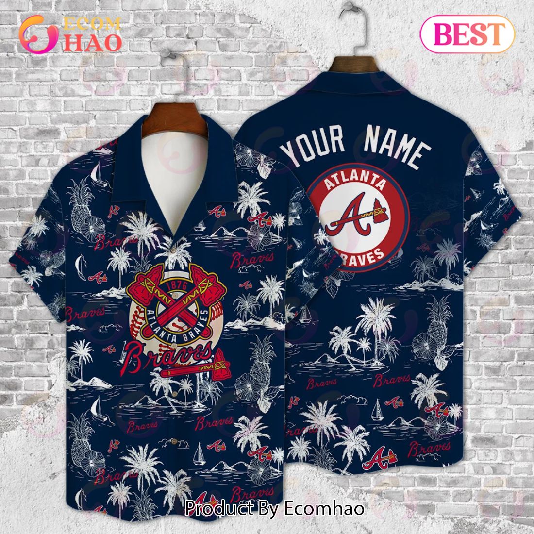 Atlanta Braves Baseball Pattern Vintage Hawaiian Shirt