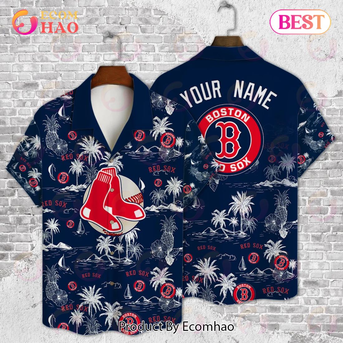 Boston Red Sox Baseball Pattern Vintage Hawaiian Shirt