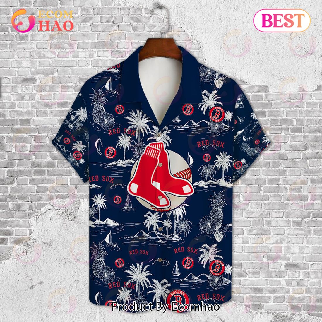 Boston Red Sox Baseball Pattern Vintage Hawaiian Shirt