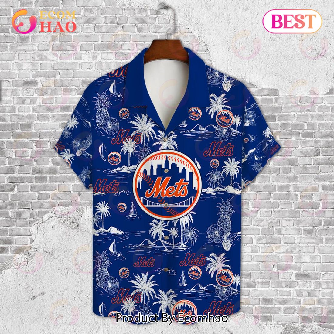 New York Mets Baseball Pattern Vintage Hawaiian Shirt