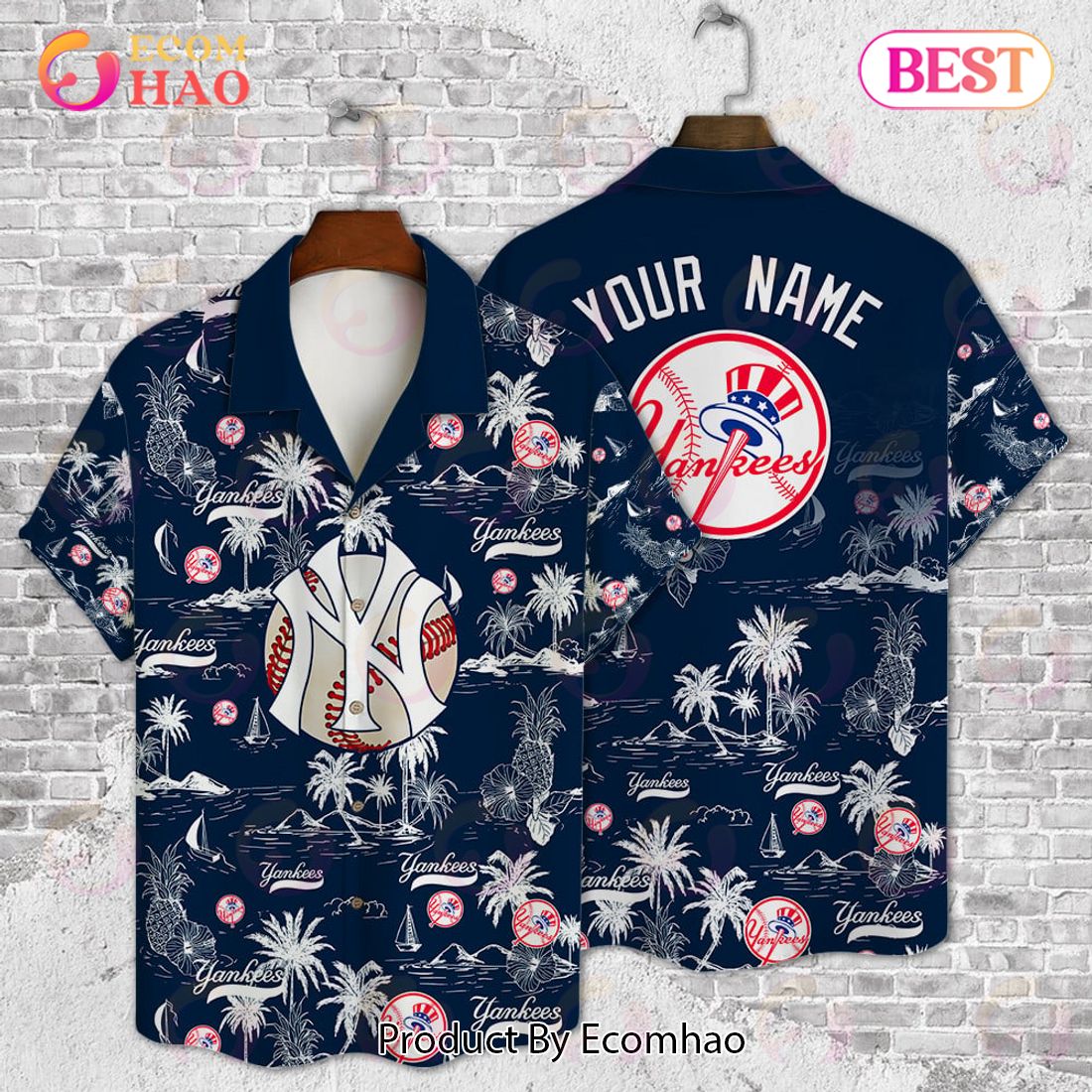 New York Yankees Baseball Pattern Vintage Hawaiian Shirt