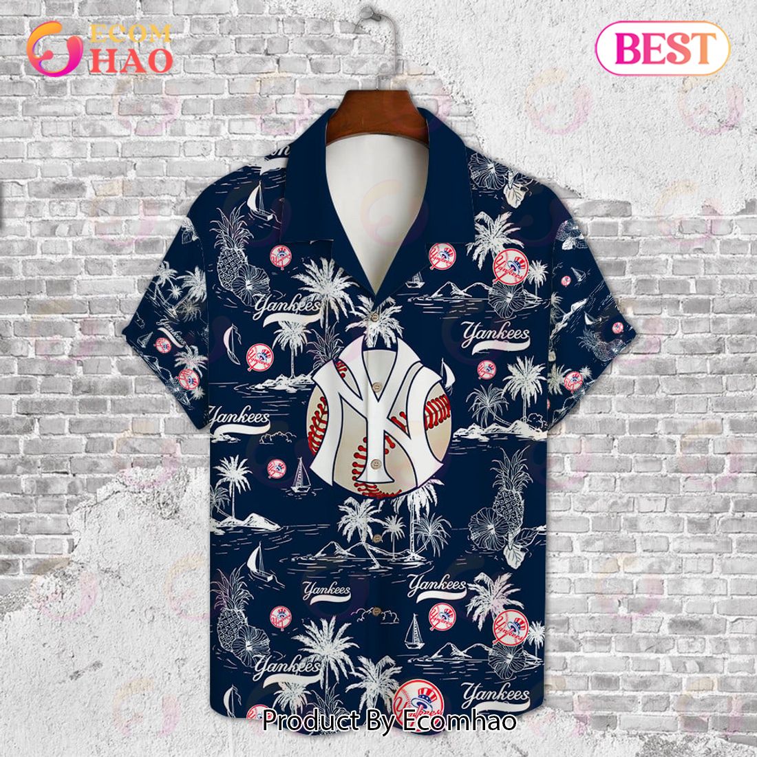 New York Yankees Baseball Pattern Vintage Hawaiian Shirt