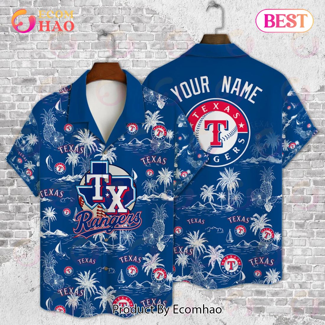 Texas Rangers Baseball Pattern Vintage Hawaiian Shirt